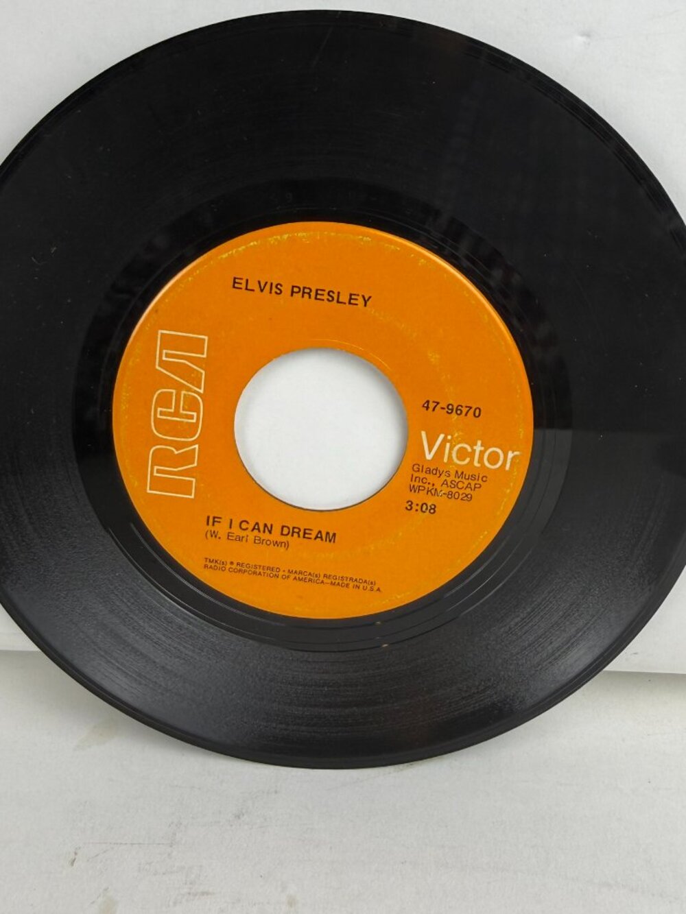 Elvis Presley If I Can Dream /Edge of Reality 7" 45 RPM Vinyl Record RCA 47-9670